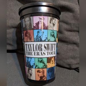 Taylor Swift Eras Tour Movie Concert Theaters Plastic Drinking Cup + Lid 7" Tall